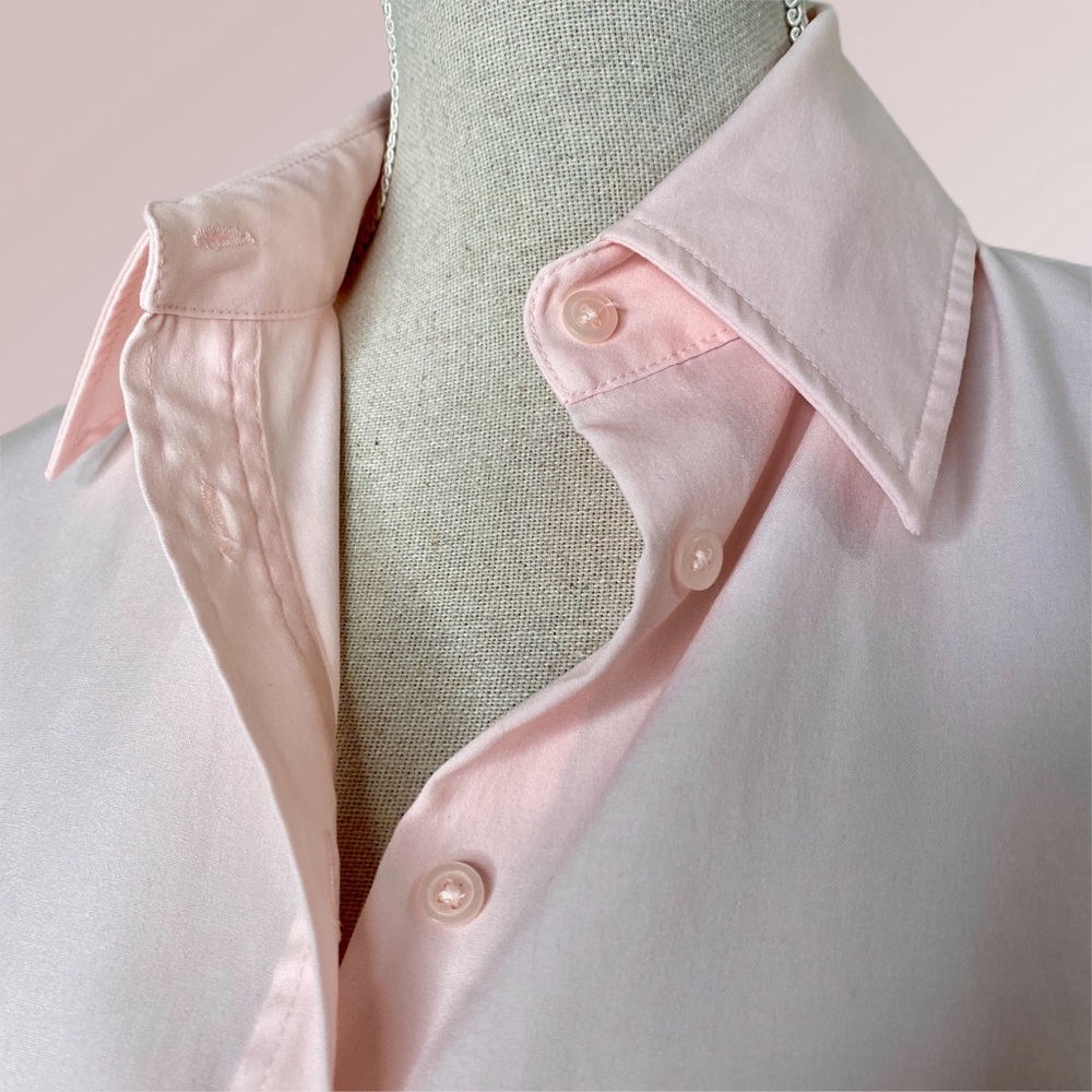 EXPRESS Pale Pink Fitted Blouse Cuffs Long Sleeves - Picture 5 of 8